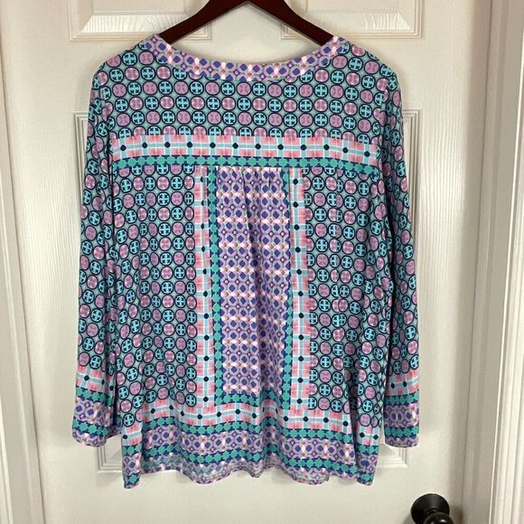Southern Tide Women Sz XL Blue Purple Blouse Coastal Summer Casual Tunic Top H3 - Picture 5 of 12